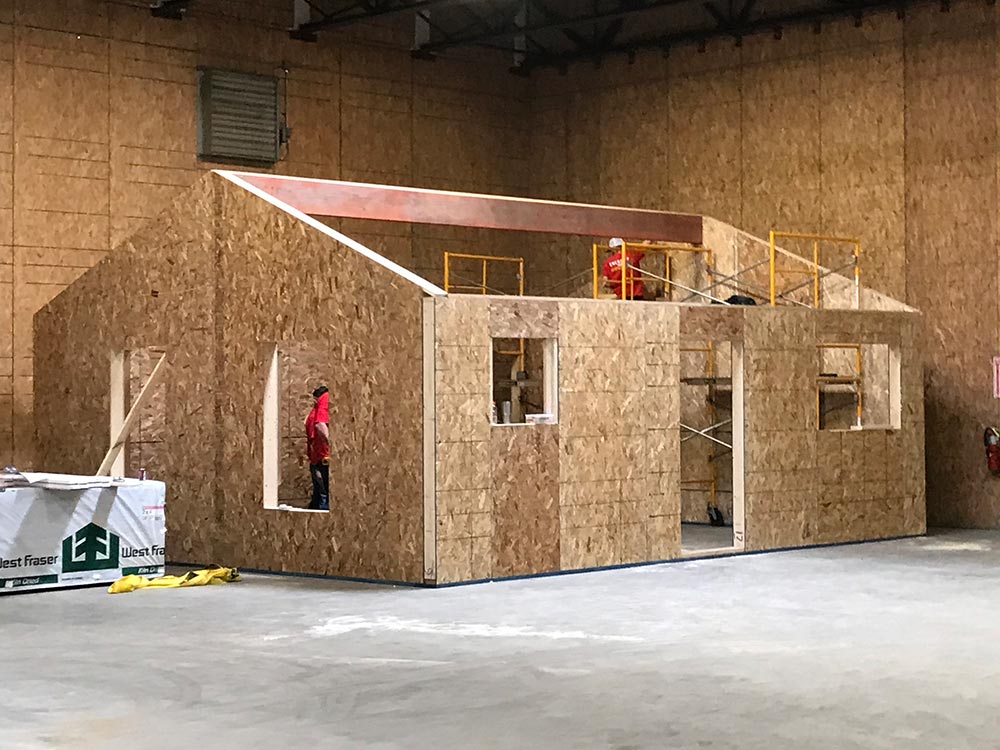 Mock-up of a SIP house with wall panels